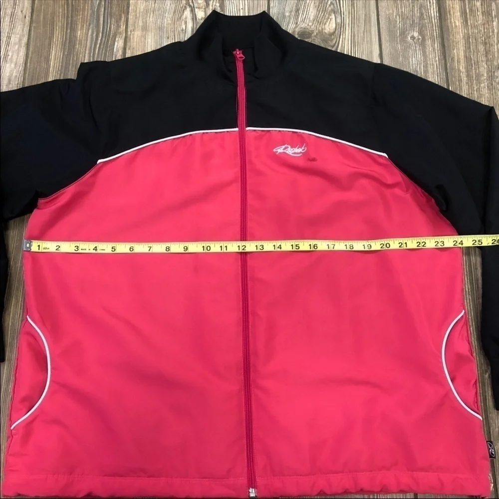 Vintage Reebok Pink and Black Full Zip Jacket Windbreaker Swishy Suit - Picture 3 of 9